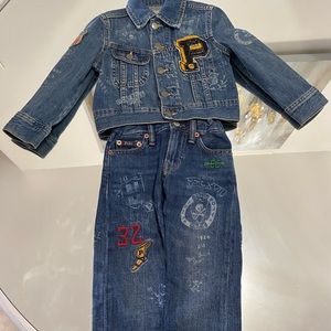 Polo by Ralph Lauren varsity jean jacket & jean pants set/ boys size 3yr